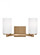Hettinger traditional indoor dimmable 2-light wall bath sconce in a satin brass finish with etched w (38|4439102-848)