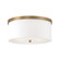 3-Light Flush Mount in Aged Brass - White Fabric Drum Shade with Diffuser (42|2015AD-480)