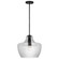 Destin; 1 Light Medium Pendant; Medium Base; Black And Silver Accent Finish; Clear Ribbed Glass (81|60/7705)