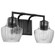 Destin; 2 Light Vanity; Medium Base; 60 Watt; Black And Silver Accent Finish; Clear Ribbed Glass (81|60/7702)
