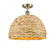 Woven Rattan - 1 Light - 16 inch - Antique Brass - Semi-Flush Mount (3442|516-1C-AB-RBD-16-NAT)