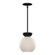 Arcadia 8-in Black/Opal Glass 1 Light Pendant (461|PD59708-BK/OP)