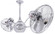 Vent-Bettina 360° dual headed rotational ceiling fan in polished chrome finish with metal blades (230|VB-CR-MTL-DAMP)