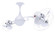 Italo Ventania 360° dual headed rotational ceiling fan in gloss white finish with metal blades. (230|IV-WH-MTL)