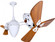 Ar Ruthiane 360° dual headed rotational ceiling fan in gloss white finish with solid sustainable (230|AR-WH-WD)