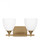Toffino Modern 2-Light Bath Vanity Wall Sconce in Satin Brass Gold Finish With Milk Glass Shades (7725|DJV1022SB)