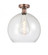 Athens - 1 Light - 14 inch - Antique Copper - Semi-Flush Mount (3442|616-1F-AC-G124-14)