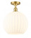 White Venetian - 1 Light - 12 inch - Satin Gold - Semi-Flush Mount (3442|516-1C-SG-G1217-12WV)