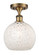 White Mouchette - 1 Light - 8 inch - Brushed Brass - Semi-Flush Mount (3442|516-1C-BB-G1216-8WM)