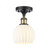 White Venetian - 1 Light - 6 inch - Black Antique Brass - Semi-Flush Mount (3442|516-1C-BAB-G1217-6WV)