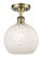 White Mouchette - 1 Light - 8 inch - Antique Brass - Semi-Flush Mount (3442|516-1C-AB-G1216-8WM)
