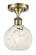 White Mouchette - 1 Light - 6 inch - Antique Brass - Semi-Flush Mount (3442|516-1C-AB-G1216-6WM)