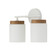 2-Light Cylindrical Vanity in White with Mango Wood and Soft White Glass (42|150921LT-547)