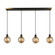 Gem Collection 4-Light Island/Pool Table with Amber Glass Black and Brushed Brass (12|AC11874AM)
