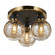 Gem Collection 3-Light Semi-Flush Mount with Amber Glass Black and Brushed Brass (12|AC11873AM)