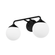 Hunter Hepburn Matte Black with Cased White Glass 2 Light Bathroom Vanity Wall Light Fixture (4797|45220)