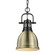 Yep by Golden Lighting Duncan 1-light 9in Chain Hung Pendant in Matte Black and Aged Brass shade (36|3602-S BLK-AB)