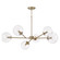 38'' W x 14'' H 6-Light Sputnik Chandelier in Aged Brass with Clear Glass Globes (42|461561AD-661)