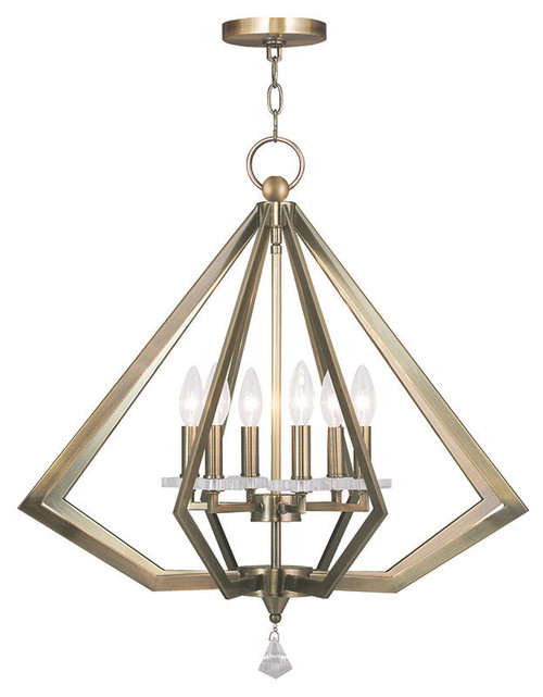 6:4 brass R-01【 silver 】 13号 6 Light Antique Brass Chandelier
