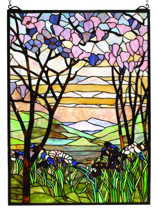 Designed by Louis C. Tiffany, Magnolias and Irises