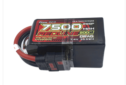 Gens Ace Lipo Redline Drag Race 7500mAh 7.4V 200C 2S5P With QS8 Plug