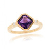 9ct Yellow Gold Diamond & Amethyst Octagonal Ring