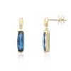 9ct Yellow Gold Barrel Cut London Topaz Drop Earrings
