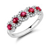 Platinum Ruby & Diamond 5 stone Cluster Ring