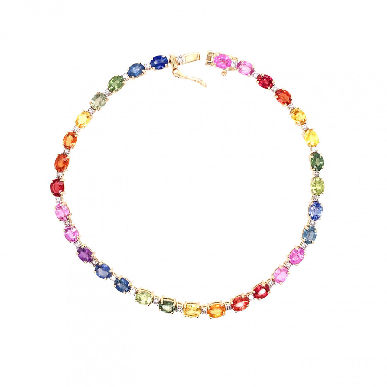 Rainbow sapphire bracelet sales yellow gold