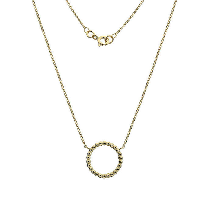 9ct Yellow Gold Beaded Circle Pendant on Chain.