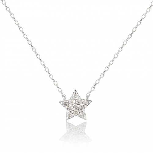 9ct White Gold Diamond Star Necklace