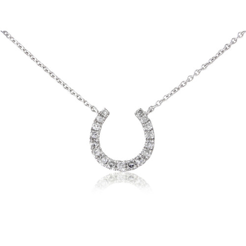 9ct White Diamond Horseshoe Necklace