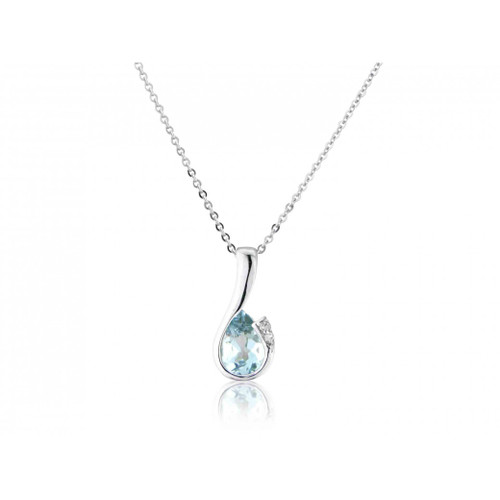 9ct White Gold Aquamarine \u0026 Diamond 