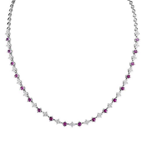 18ct White Gold Ruby & Diamond Quatrefoil Necklace 18ct White Gold Ruby & Diamond Quatrefoil Necklace