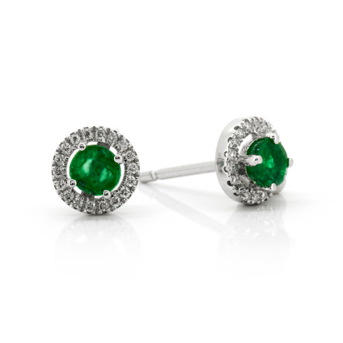 9ct White Gold Emerald & Diamond set Cluster Stud Earrings 9ct White Gold Emerald & Diamond set Cluster Stud Earrings