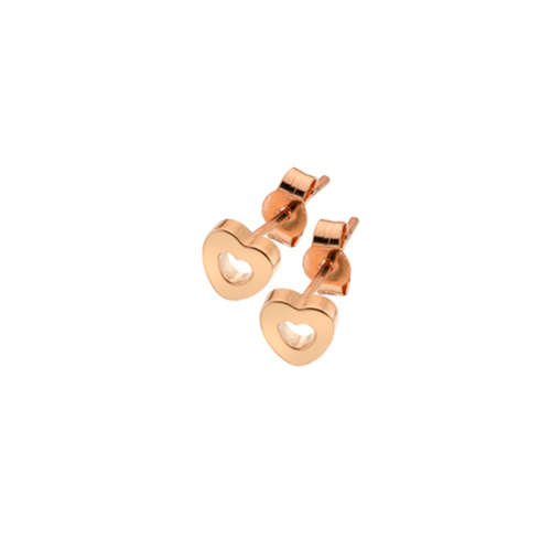 9ct Rose Gold open Heart Stud Earrings