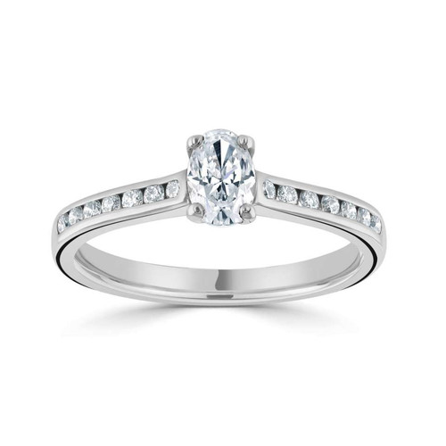 Cara - Oval Solitaire Engagement ring with channel set Diamond shoulders Cara - Oval Solitaire Engagement ring with channel set Diamond shoulders
