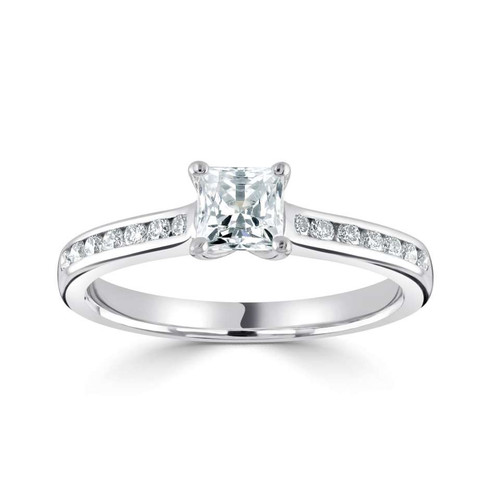 Kael - Princess Solitaire Engagement ring with round channel set Diamond shoulders Kael - Princess Solitaire Engagement ring with round channel set Diamond shoulders