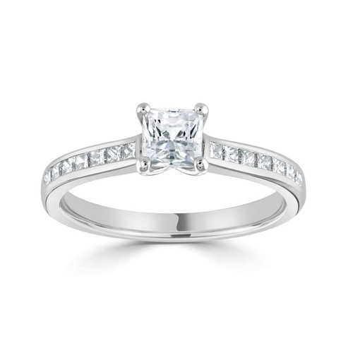Kaya - Princess Solitaire Engagement ring with princess channel set Diamond shoulders Kaya - Princess Solitaire Engagement ring with princess channel set Diamond shoulders