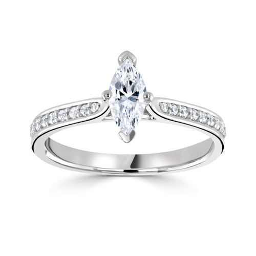 Lena - Marquise Solitaire Engagement ring with Diamond set shoulders Lena - Marquise Solitaire Engagement ring with Diamond set shoulders