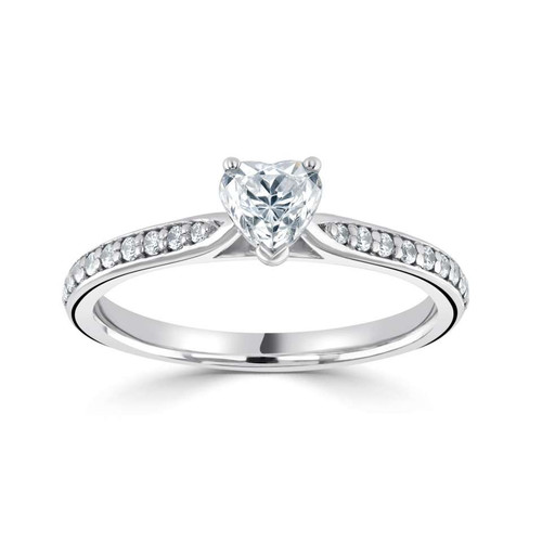 Lila - Heart Solitaire Engagement ring with Diamond set shoulders Lila - Heart Solitaire Engagement ring with Diamond set shoulders