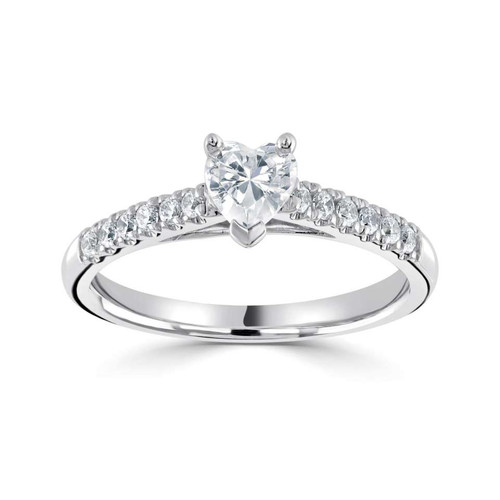 Lily - Heart Solitaire Engagement ring with Diamond set shoulders Lily - Heart Solitaire Engagement ring with Diamond set shoulders