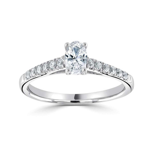 Lola - Oval Solitaire Engagement ring with Diamond set shoulders Lola - Oval Solitaire Engagement ring with Diamond set shoulders