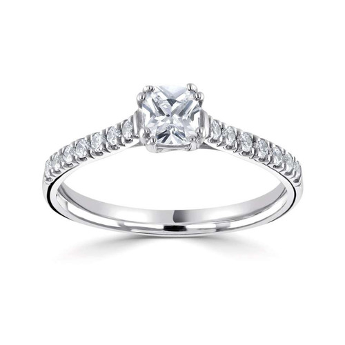 Lyra - Cushion Solitaire Engagement ring with Diamond set shoulders Lyra - Cushion Solitaire Engagement ring with Diamond set shoulders
