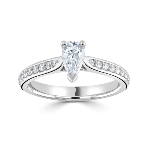 Mara - Pear Solitaire Engagement ring with Diamond set shoulders Mara - Pear Solitaire Engagement ring with Diamond set shoulders