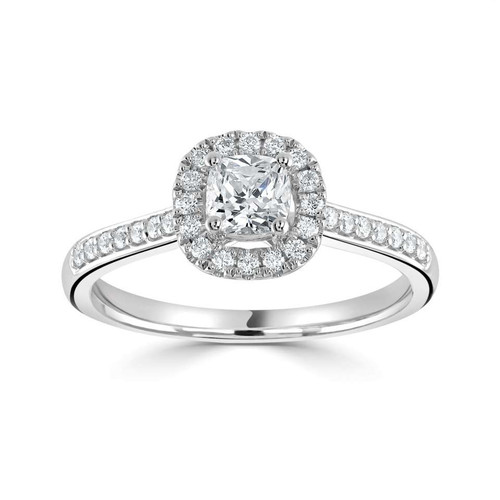 Raya - Cushion halo Engagement ring with Diamond set shoulders Raya - Cushion halo Engagement ring with Diamond set shoulders