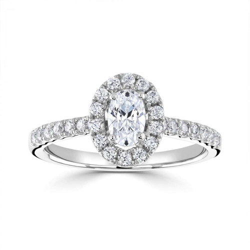 Rosa - Oval halo Engagement ring with Diamond set shoulders Rosa - Oval halo Engagement ring with Diamond set shoulders