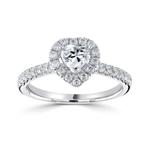 Saya - Heart halo Engagement ring with Diamond set shoulders Saya - Heart halo Engagement ring with Diamond set shoulders