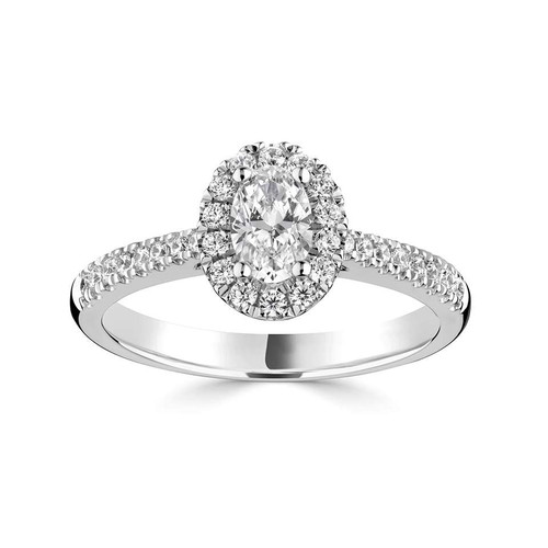 Ursa - Oval halo Engagement ring with Diamond set shoulders Ursa - Oval halo Engagement ring with Diamond set shoulders