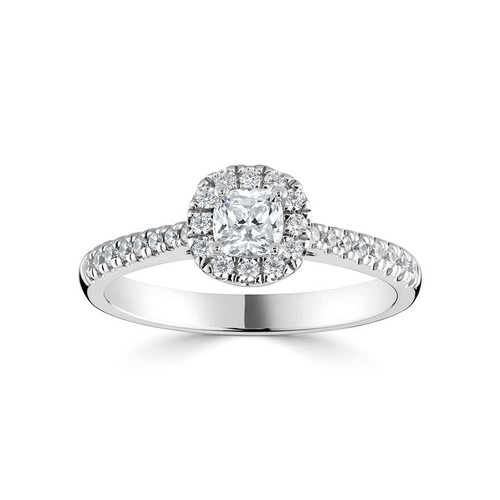 Zara - Cushion halo Engagement ring with Diamond shoulders Zara - Cushion halo Engagement ring with Diamond shoulders